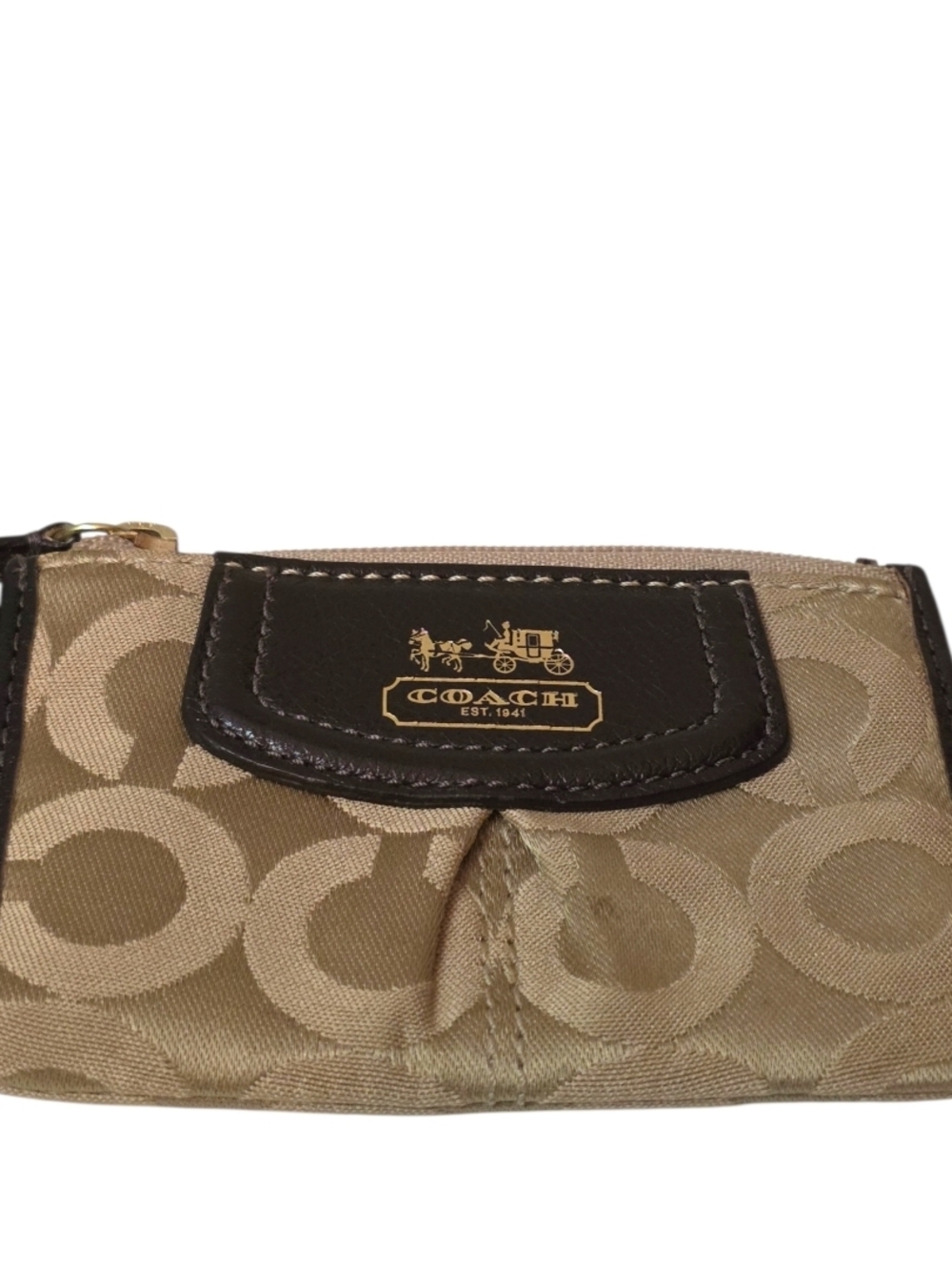Coach Carriage Collection Cardholder Signature C Coin Purse Khaki Brown - Picture 2 of 11